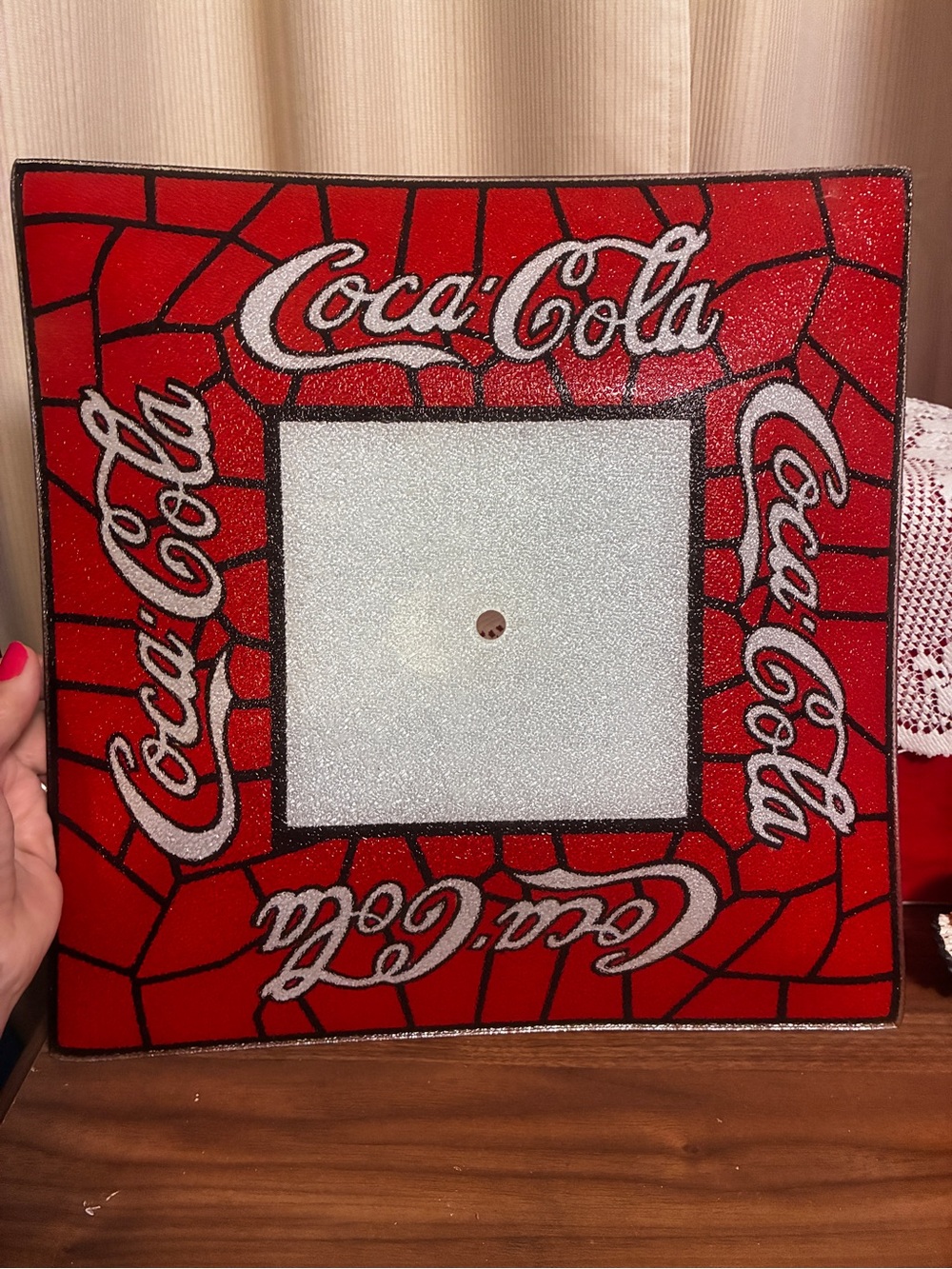 Vintage Tiffany Style Coca Cola Red and White ceiling Light Fixture 14”